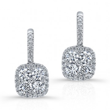 WHITE GOLD CONTEMPORARY CLUSTER DIAMOND EARRINGS