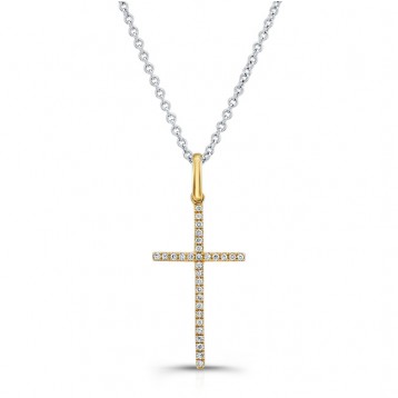 YELLOW GOLD CLASSIC DIAMOND CROSS PENDANT