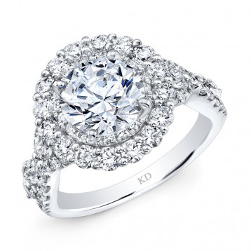 WHITE GOLD INSPIRED TWISTED HALO DIAMOND ENGAGEMENT RING