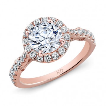 ROSE GOLD  ROUND HALO DIAMOND ENGAGEMENT SET