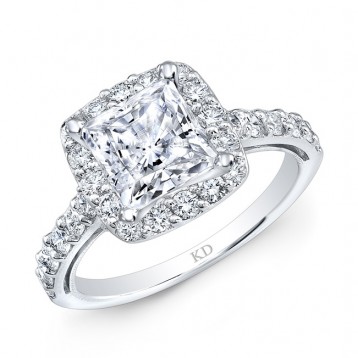 WHITE GOLD CLASSIC SQUARE HALO DIAMOND ENGAGEMENT RING