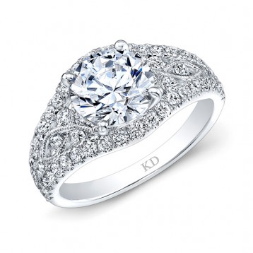 WHITE GOLD VINTAGE HALO ROUND DIAMOND ENGAGEMENT RING