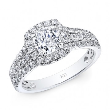 WHITE GOLD ELEGANT CUSHION DIAMOND ENGAGEMENT RING