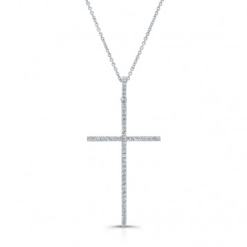 WHITE GOLD ELEGANT DIAMOND CROSS PENDANT