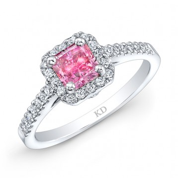 WHITE GOLD CLASSIC PINK ENHANCED RADIANT DIAMOND ENGAGEMENT RING