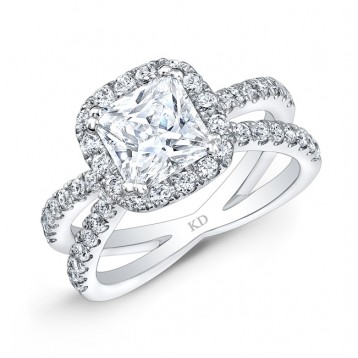 WHITE GOLD DIAMOND  HALO ENGAGEMENT RING