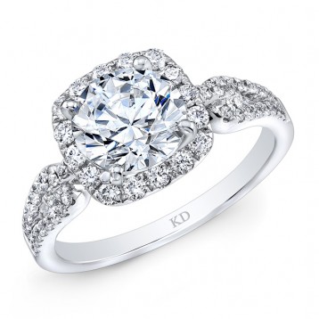 WHITE GOLD CLASSIC HALO DIAMOND ENGAGEMENT RING