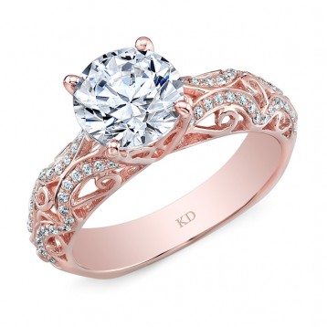 ROSE GOLD DAZZLING SWIRLED DIAMOND ENGAGEMENT RING