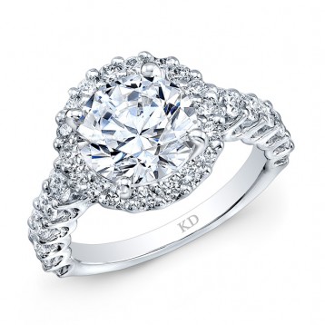 WHITE GOLD CLASSIC HALO DIAMOND ENGAGEMENT RING
