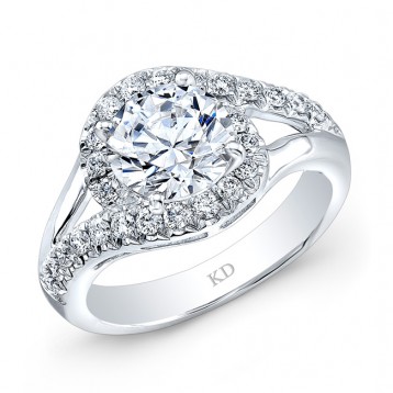 WHITE GOLD FASHION ROUND HALO DIAMOND BRIDAL RING