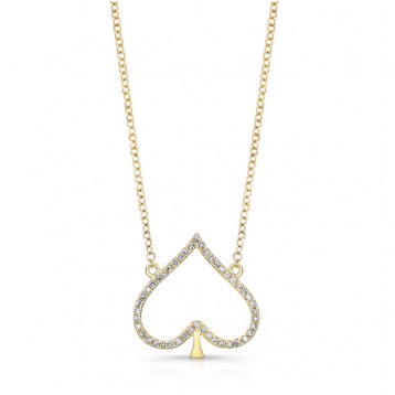 YELLOW GOLD TRENDY SPADE DIAMOND PENDANT