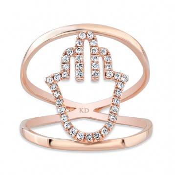 ROSE GOLD STYLISH HAMSA DIAMOND RING