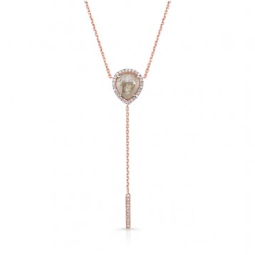 ROSE GOLD TRENDY ROUGH DIAMOND LARIAT PENDANT
