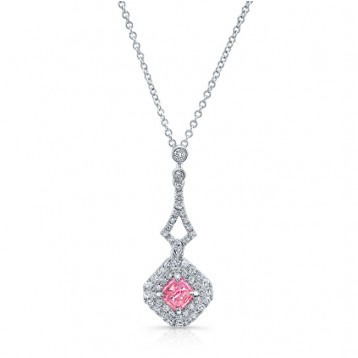 WHITE GOLD INSPIRED PINK ENHANCED RADIANT DIAMOND PENDANT  