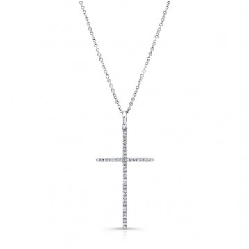 WHITE GOLD CLASSIC DIAMOND CROSS PENDANT