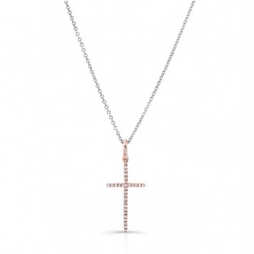 ROSE GOLD CLASSIC DIAMOND CROSS PENDANT