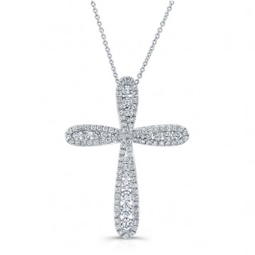 WHITE GOLD  INSPIRED VINTAGE DIAMOND CROSS PENDANT