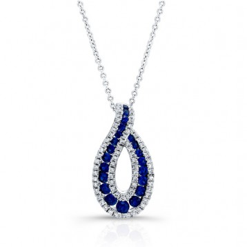 NATURAL COLOR WHITE GOLD INSPIRED SAPPHIRE DIAMOND PENDANT