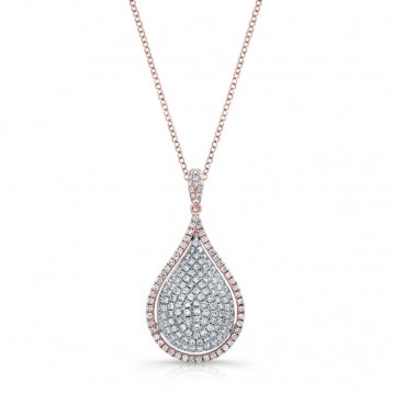  ROSE GOLD FASHION TEAR DROP DIAMOND PENDANT