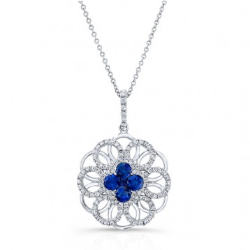 NATURAL COLOR WHITE GOLD CONTEMPORARY SAPPHIRE DIAMOND PENDANT