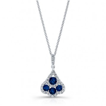 NATURAL COLOR WHITE GOLD FASHION SAPPHIRE DIAMOND PENDANT