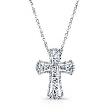 WHITE GOLD VINTAGE DIAMOND CROSS PENDANT