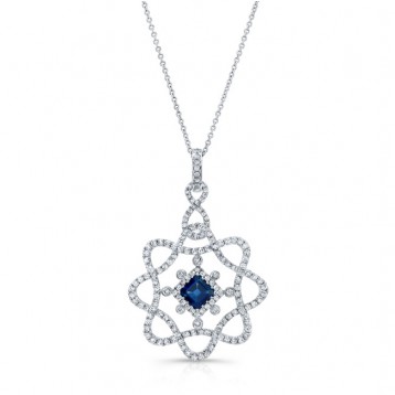 NATURAL COLOR WHITE GOLD CONTEMPORARY SAPPHIRE DIAMOND PENDANT