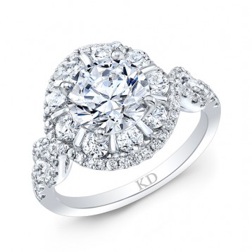  WHITE GOLD INSPIRED ROUND HALO DIAMOND ENGAGEMENT RING