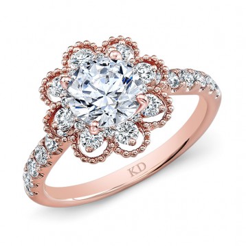 ROSE GOLD PRONG SET VINTAGE DIAMOND ENGAGEMENT RING