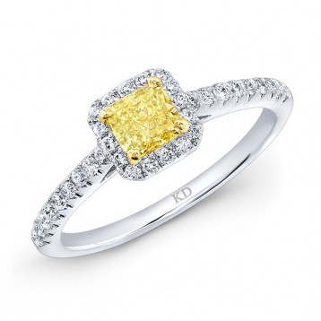 WHITE AND YELLOW GOLD FANCY YELLOW DIAMOND BRIDAL RING