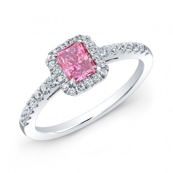 WHITE GOLD CLASSIC PINK ENHANCED RADIANT DIAMOND ENGAGEMENT RING