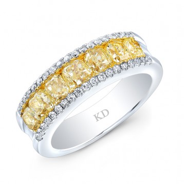WHITE AND YELLOW GOLD FANCY YELLOW FASHION DIAMOND BAND