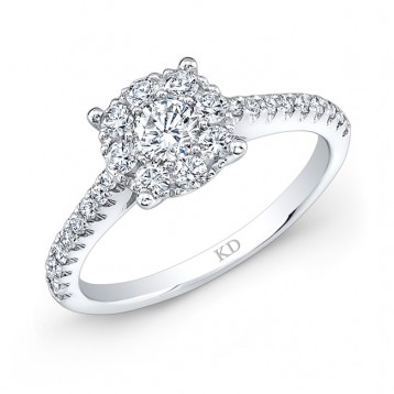  WHITE GOLD CLASSIC HALO DIAMOND ENGAGEMENT RING