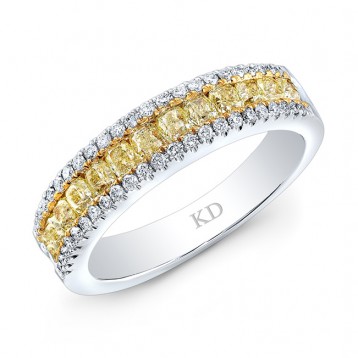 WHITE AND YELLOW GOLD FANCY YELLOW FASHION DIAMOND BAND