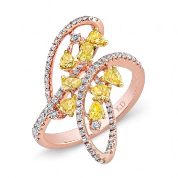 ROSE GOLD NATURAL YELLOW SWIRL FASHION RING 
