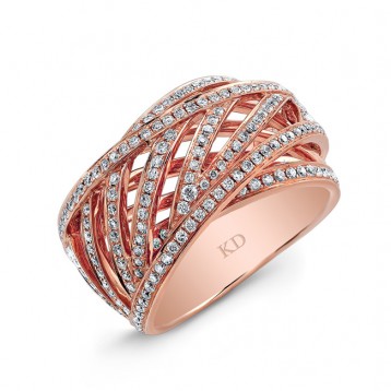  ROSE GOLD CONTEMPORARY CRISS CROSS DIAMOND RING