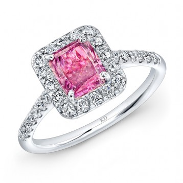 WHITE GOLD CLASSIC PINK ENHANCED RADIANT DIAMOND BRIDAL RING