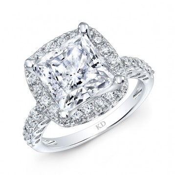 WHITE GOLD CLASSIC SQUARE HALO DIAMOND ENGAGEMENT RING