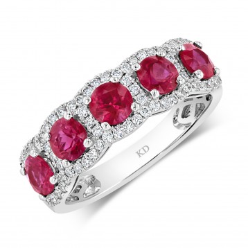 WHITE GOLD NATURAL COLOR CONTEMPORARY RUBY DIAMOND RING