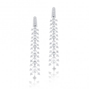 WHITE GOLD STYLISH DIAMOND DANGLE EARRINGS