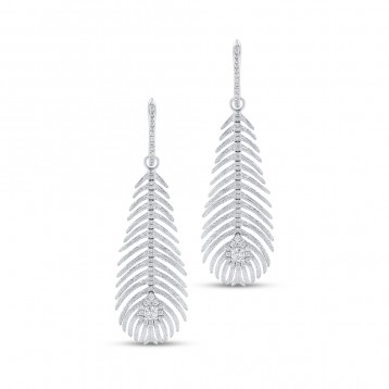 WHITE GOLD FASHION DIAMOND DANGLE EARRINGS