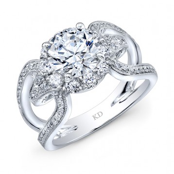 WHITE GOLD FASHION HALO DIAMOND ENGAGEMENT RING