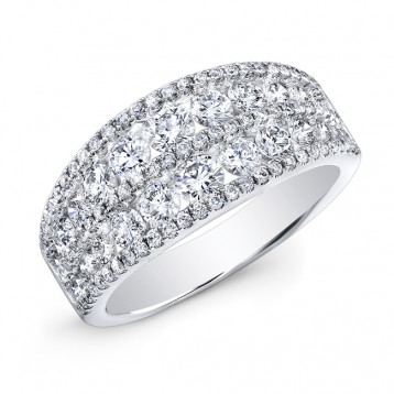 WHITE GOLD FASHION MULTI ROW DIAMOND BAND