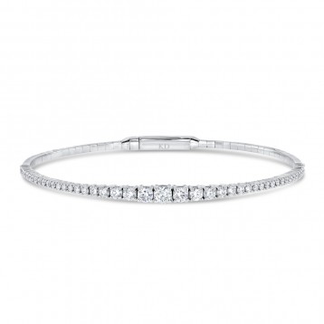 WHITE GOLD FLEXIBLE GRADUATE DIAMOND BANGLE