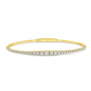 YELLOW GOLD FLEXIBLE GRADUATE DIAMOND BANGLE