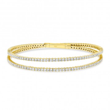 YELLOW GOLD CONTEMPORARY FLEXIBLE DIAMOND BANGLE
