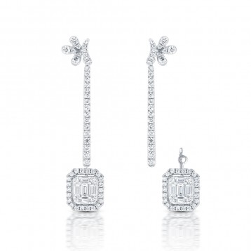 WHITE GOLD FASHION DANGLE & STUD DIAMOND EARRINGS