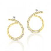 YELLOW GOLD DAZZLING DIAMOND DANGLE EARRINGS