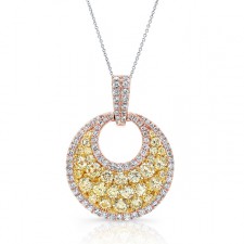 ROSE GOLD CONTEMPORARY FANCY YELLOW ROUND DIAMOND CLUSTER PENDANT