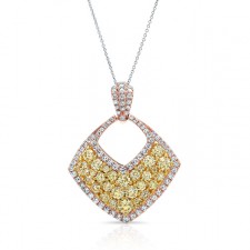 ROSE GOLD CONTEMPORARY FANCY YELLOW CLUSTER DIAMOND PENDANT
